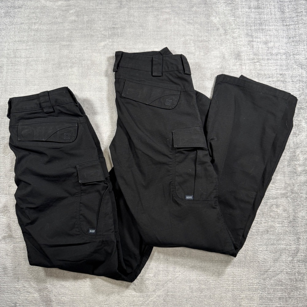 5.11 Tactical Cargo Pants Women 8 Black Ripstop Multi Pocket Utility Lot of 2